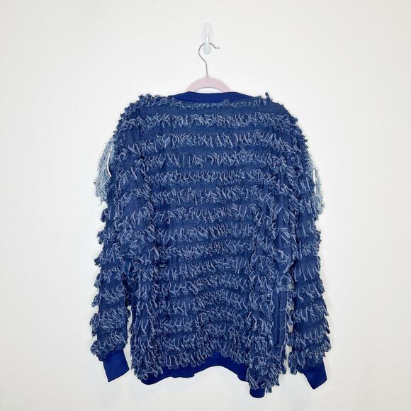 Rare Vintage Fringed Denim Shag Jacket Size Large - Picture 3 of 6